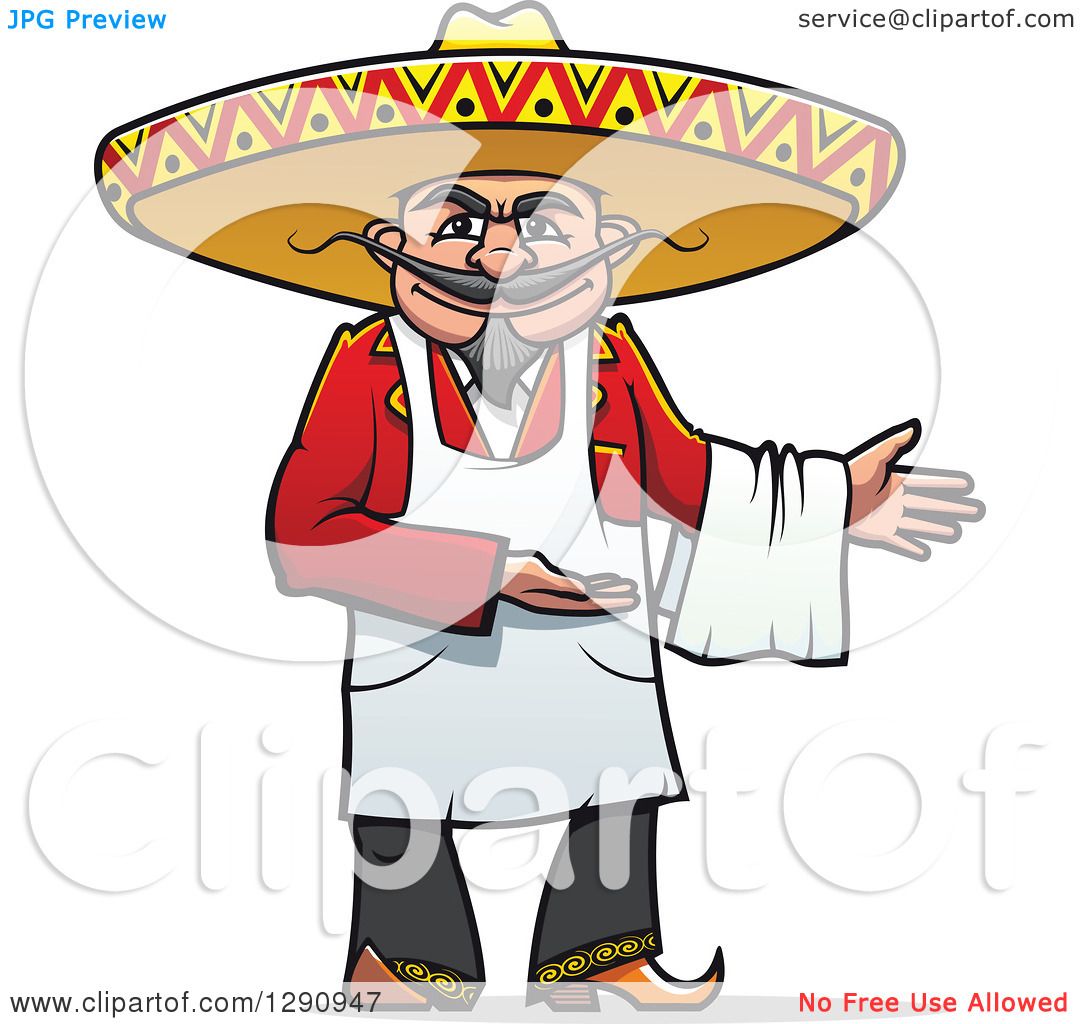 1080x1024 Clipart Of A Welcoming Male Mexican Chef