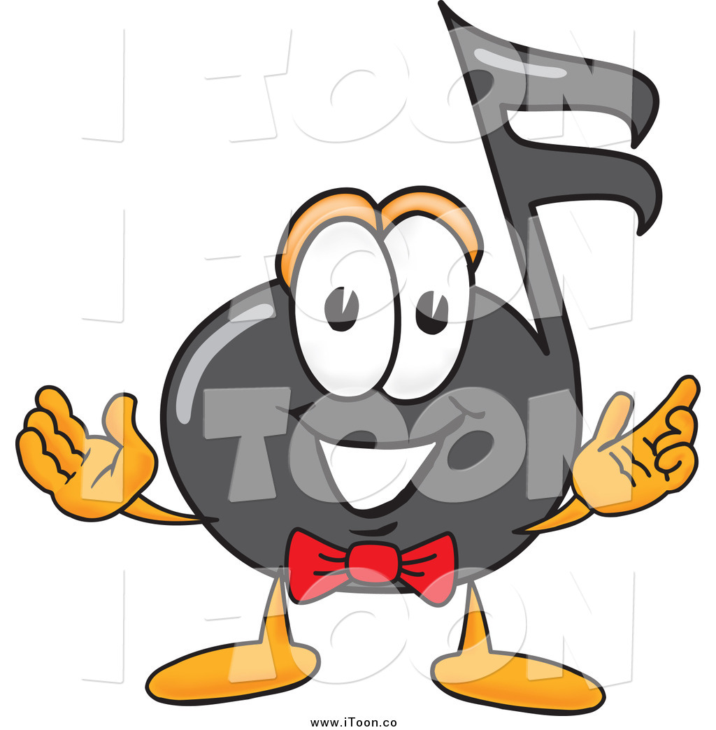 1024x1044 Royalty Free Cartoon Of A Music Note Mascot Character Welcoming By