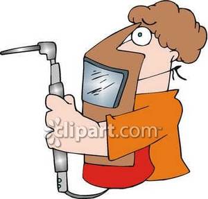 300x287 Welder With Welding Equipment Royalty Free Clipart Picture