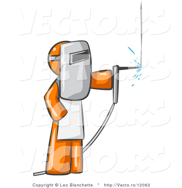 600x620 Vector Of Orange Guy Welding Wearing Protective Gear By Leo