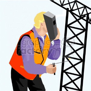 300x300 Royalty Free A Constuction Worker Welding A Building Together