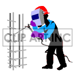 150x150 Royalty Free Animated Welder Welding Steel Beams. 122661 Animation