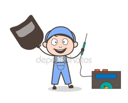 449x359 Cartoon Welder With Welding Machine Vector Illustration Stock