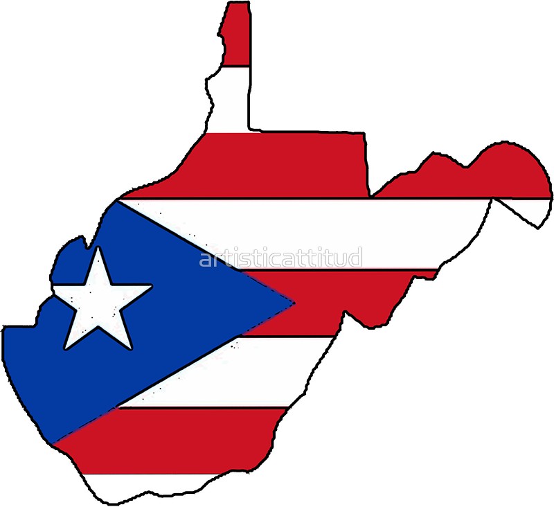 800x732 Puerto Rico Flag West Virginia Outline Stickers By