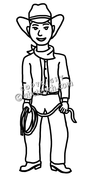 300x600 Cowboy Clipart Black And White