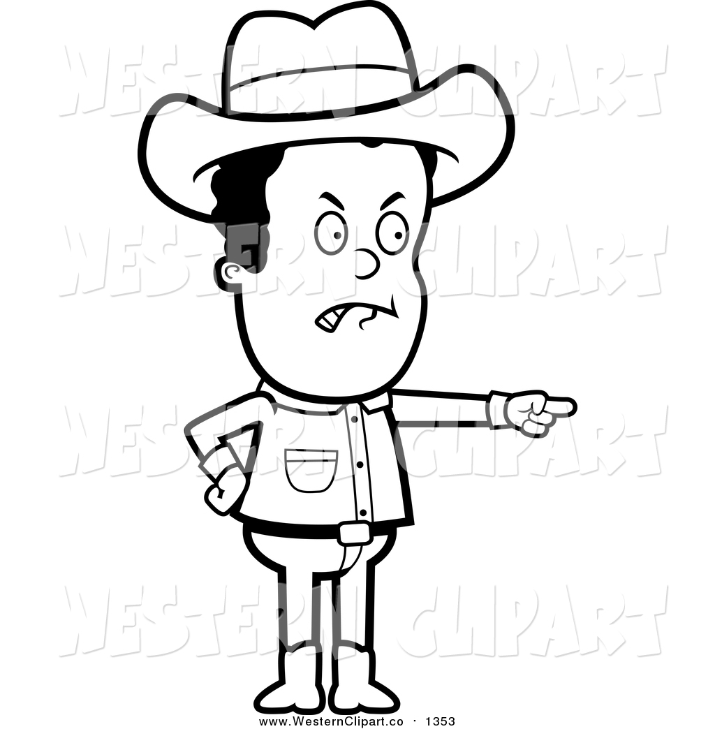 1024x1044 Vector Clip Art Of A Black And White Mad Black Cowboy Pointing By