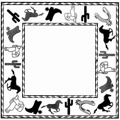 400x400 Western Themed Borders Clip Art