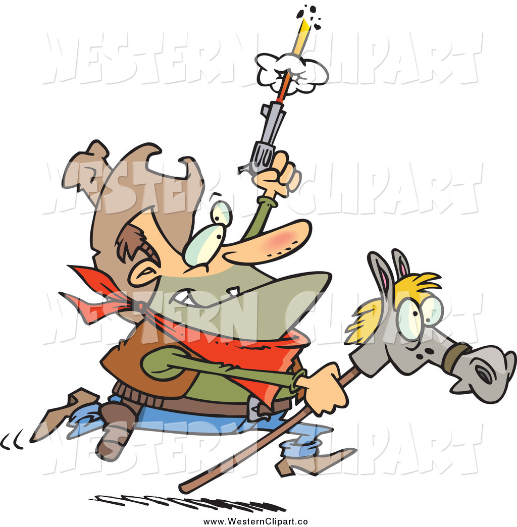 1024x1044 Vector Clip Art Of A Cartoon Cowboy Shooting A Gun On A Stick Pony