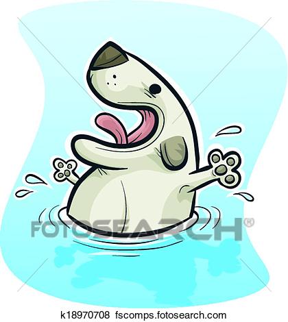 420x470 Clip Art Of Wet Happy Dog K18970708