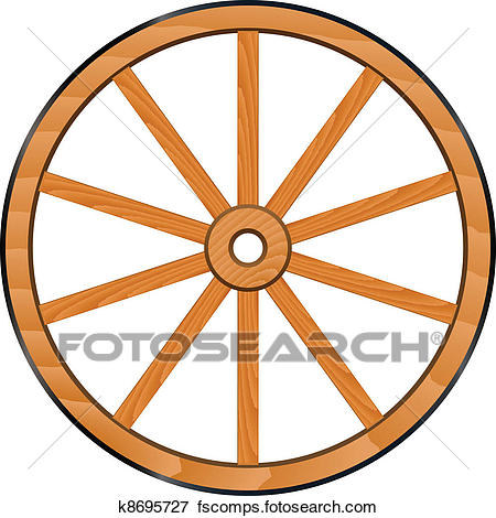 450x470 Clip Art Of Vector Old Wooden Wheel K8695727