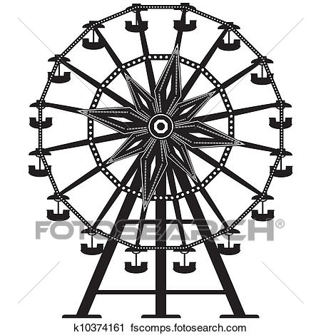 450x470 Clipart Of Vector Illustration Of Ferris Wheel K6801174