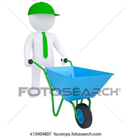 450x470 Stock Illustration Of 3d White Man With A Wheelbarrow K13404807