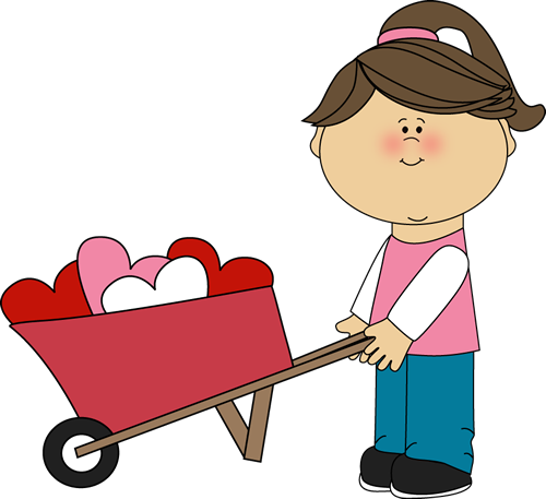 500x457 Valentine's Day Clip Art Free Girl Pushing Wheelbarrow Of Hearts