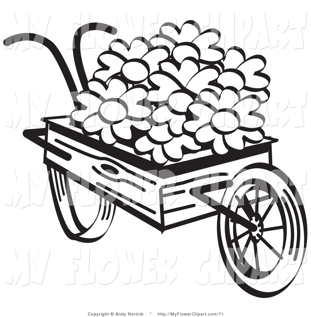 1024x1044 Clip Art Of An Old Fashioned Wooden Wheelbarrow With Pretty Daisy