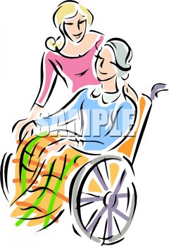 240x350 Adult Daughter With Her Elderly Mother In A Wheelchair