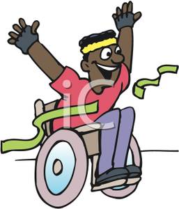 257x300 African American Man Winning A Wheelchair Race