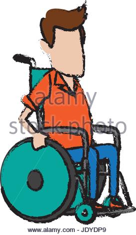 273x470 Old Man Character Disabled Sitting In Wheelchair Image Stock