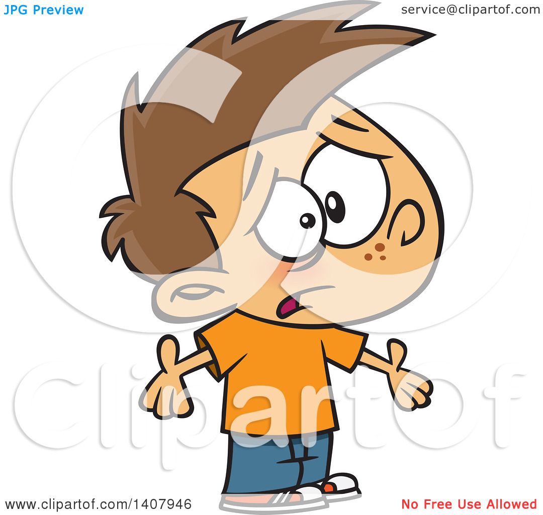 1080x1024 Clipart Of A Cartoon Whining Caucasian Boy Shrugging And Asking