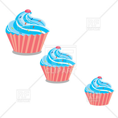 400x400 Pink Cupcake With Blue Whipped Cream Royalty Free Vector Clip Art