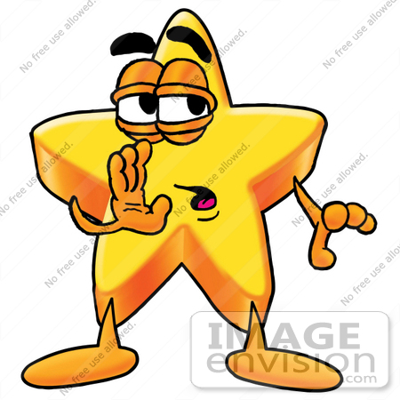 450x450 Clip Art Graphic Of A Yellow Star Cartoon Character Covering His