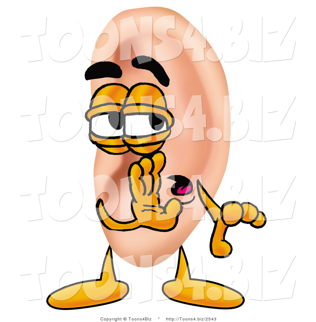 1024x1044 Illustration Of A Cartoon Human Ear Mascot Whispering