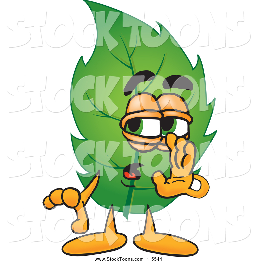 1024x1044 Stock Cartoon Of A Sneaky Leaf Mascot Cartoon Character Whispering