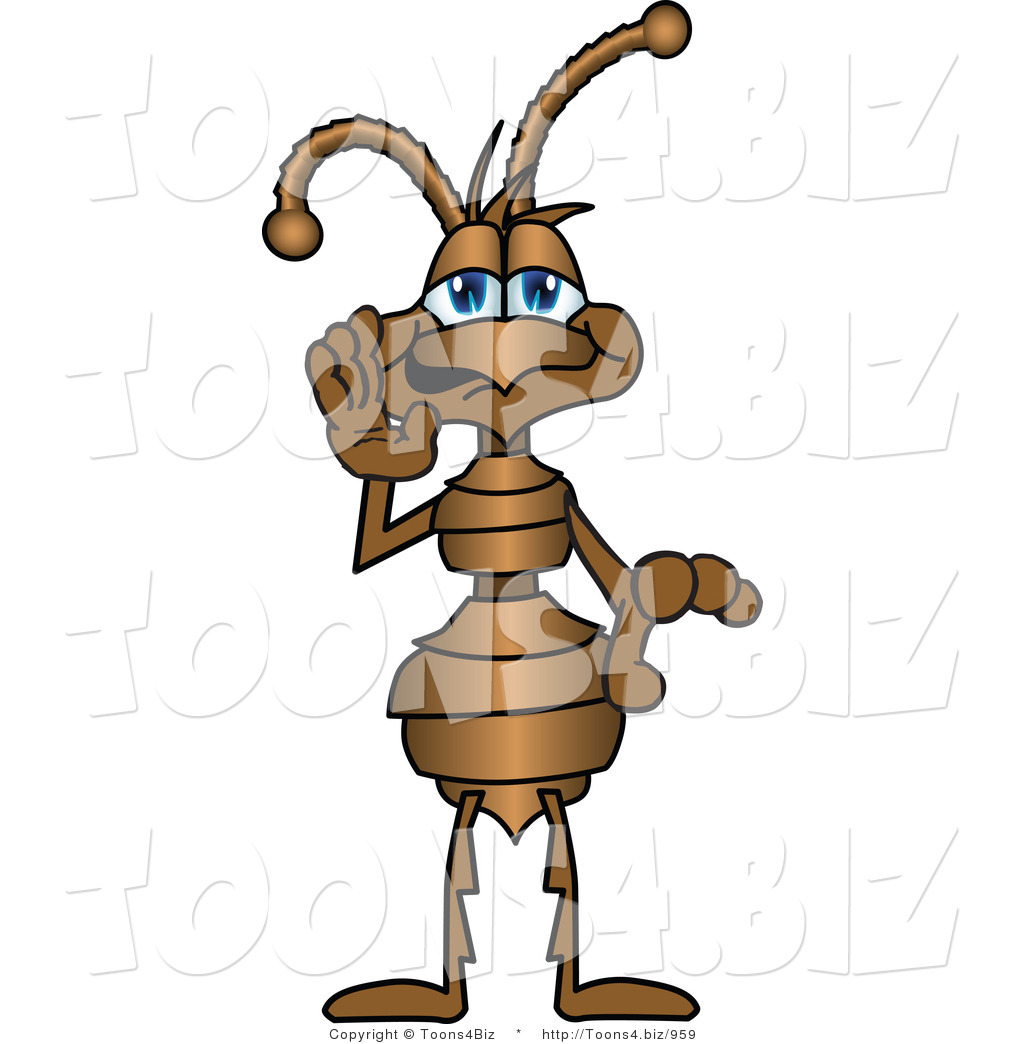 1024x1044 Vector Illustration Of A Cartoon Ant Mascot Holding His Hand Up