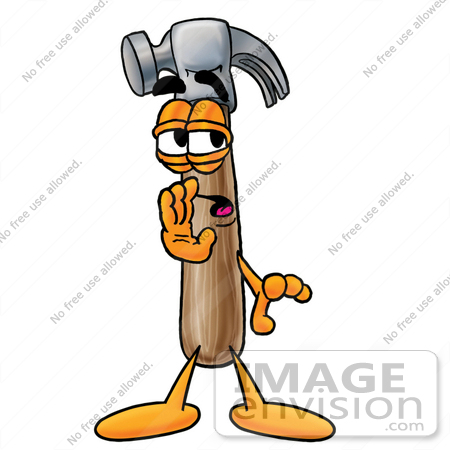 450x450 Clip Art Graphic Of A Hammer Tool Cartoon Character Whispering