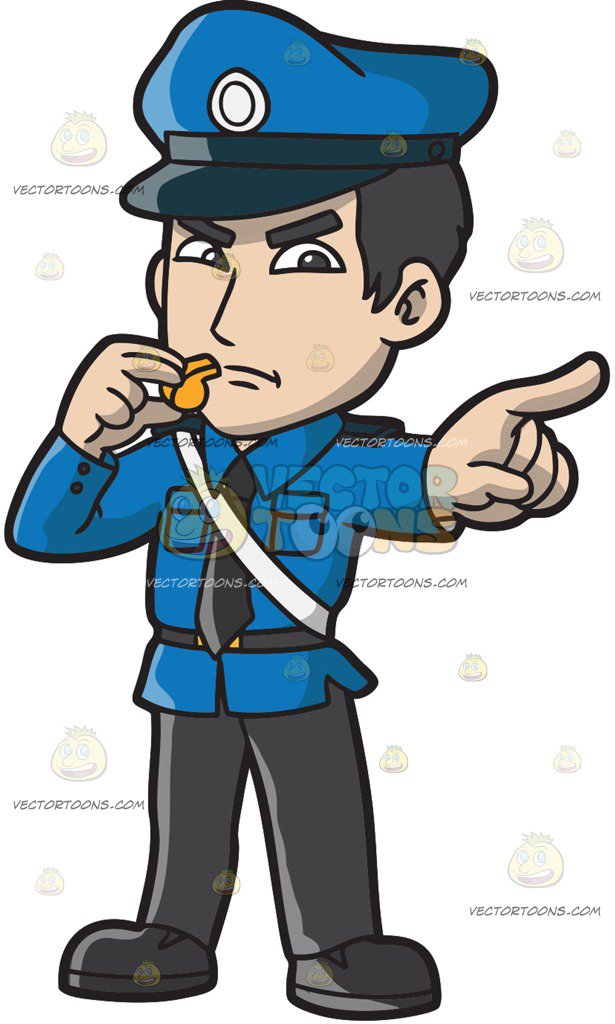 615x1024 An Angry Police Officer With A Whistle Cartoon Clipart