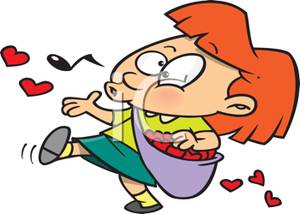 300x214 Girl Whistling And Tossing Hearts For Valentines
