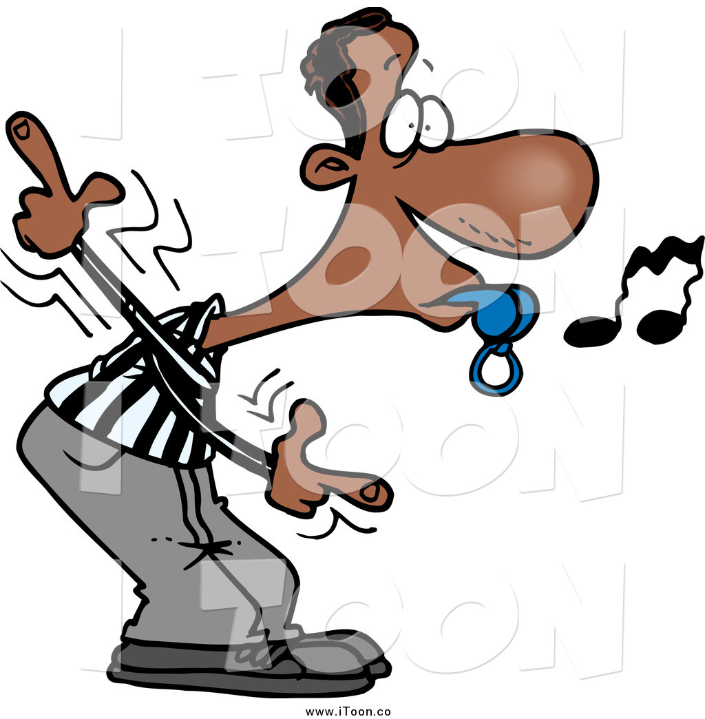 1024x1044 Royalty Free Cartoon Of A Cartoon Whistling Black Male Referee By