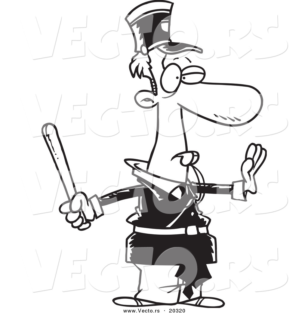 1024x1044 Vector Of A Cartoon Officer Gesturing To Stop And Whistling