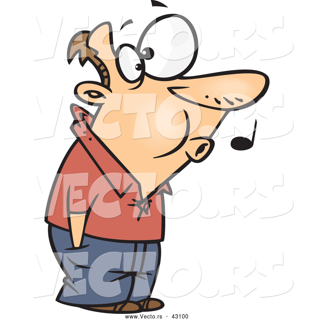 1024x1044 Vector Of A Whistling Cartoon Man Patiently Waiting With His Hands