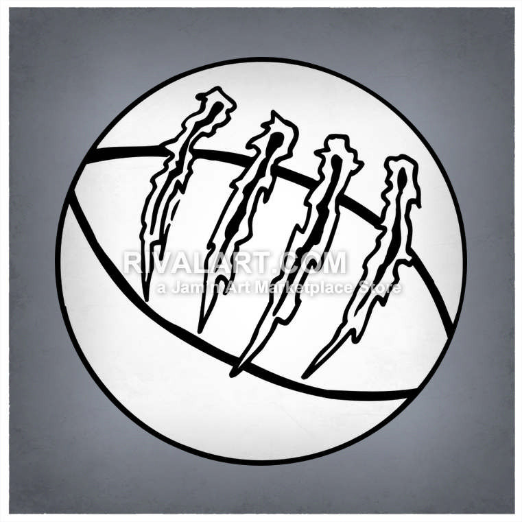 761x761 Black White Basketball With Tear Marks Ripping Tears From Talons