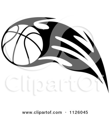 450x470 Clipart Of A Black And White Tribal Flaming Basketball 6