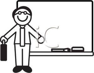 300x234 Black And White Cartoon Of A Teacher At A Whiteboard