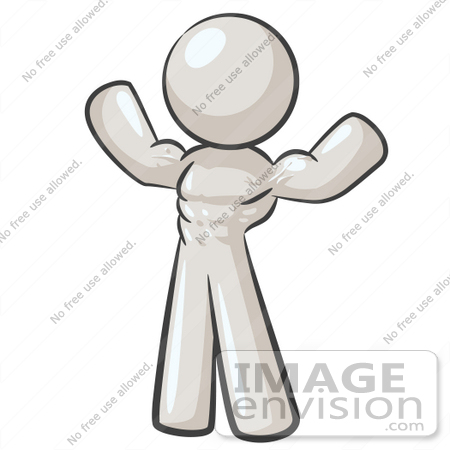 450x450 Clip Art Graphic Of A White Guy Character Flexing His Muscles