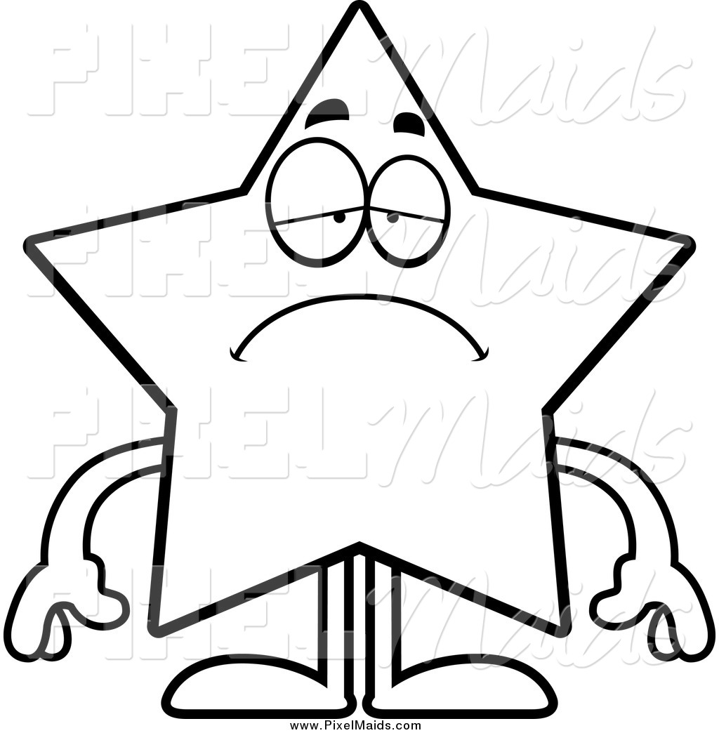 1024x1044 Clipart Of A Black And White Sad Star Character By Cory Thoman