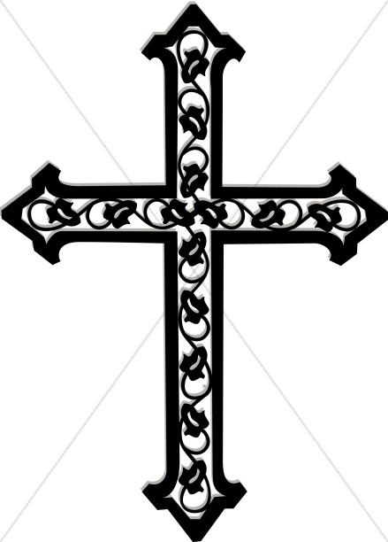 439x612 Cross With Ivy In Black And White Cross Clipart