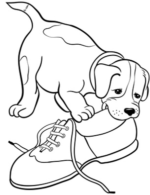 300x388 Puppy Dog Chewing On Shoe Clipart