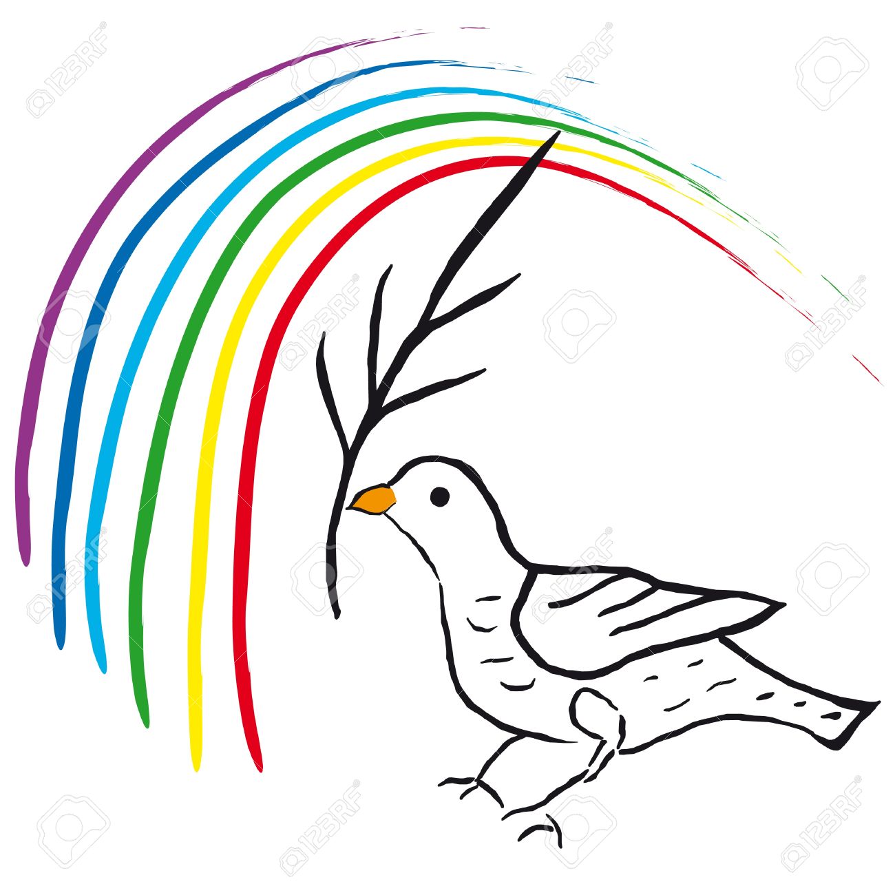 1300x1300 White Dove Clipart Rainbow