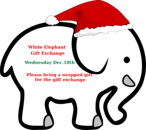 299x267 White Elephant With Red Bow Clip Art