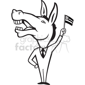 300x300 Royalty Free Black And White Donkey Democrat Waving Flag 388085