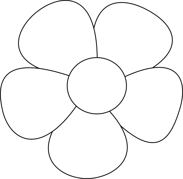 600x587 Simple Black And White Flower Clipart