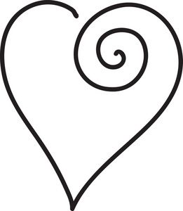 261x300 Clip Art Black And White Scrolled Heart Clipart Image