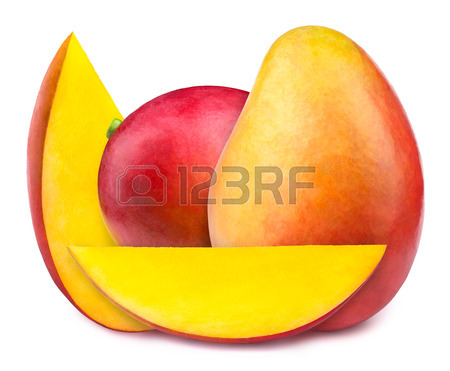 450x371 Two Mangoes Slices Isolated On White Background,