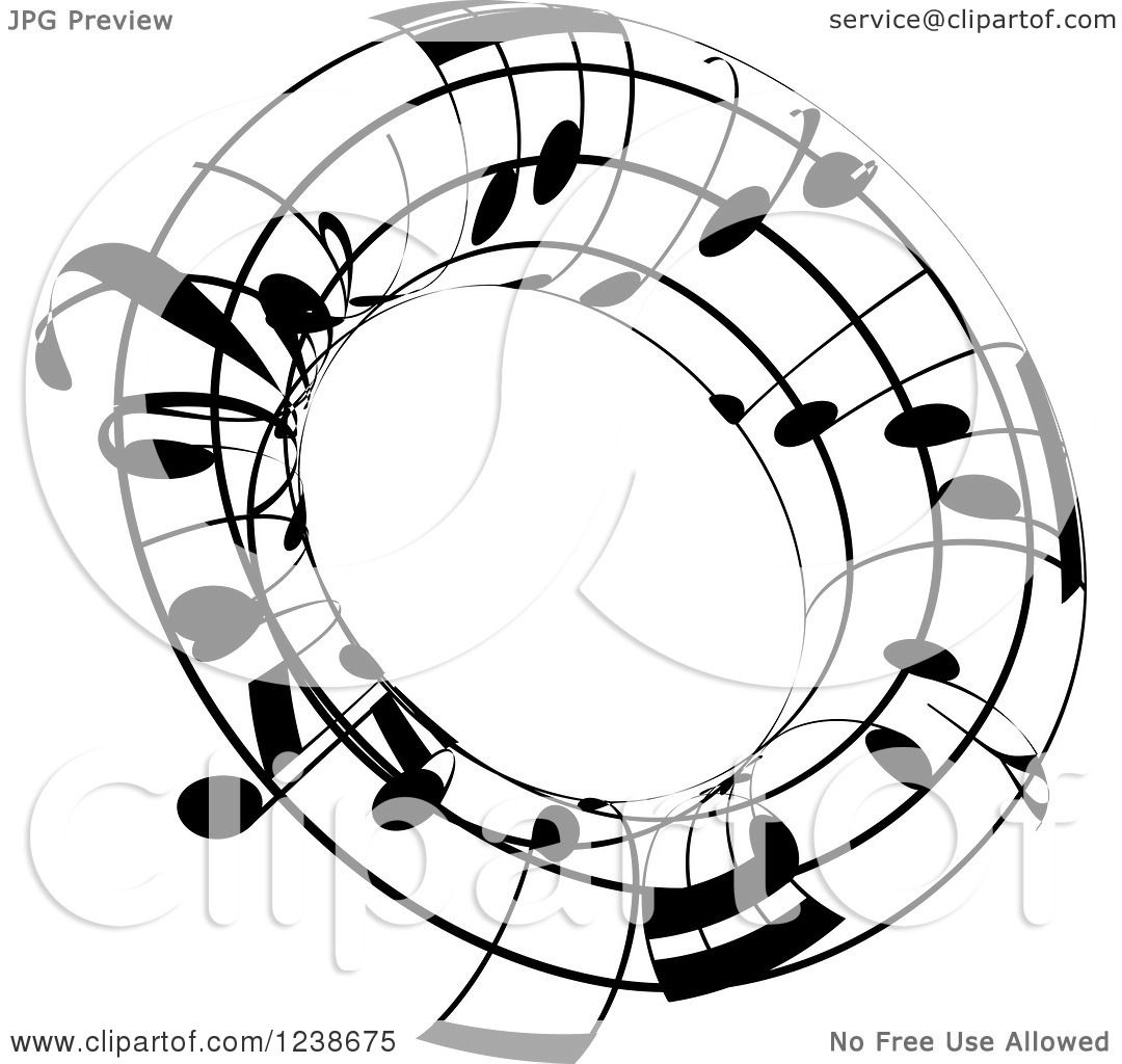 1080x1024 Clipart Of A Black And White Music Note Circle Design Element