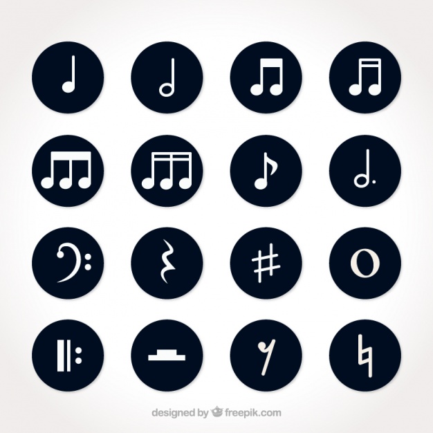 626x626 Set Of White Musical Notes With Round Backgrounds Vector Free