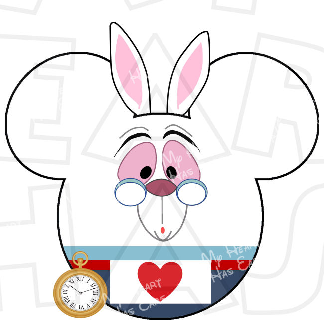 650x661 White Rabbit Mickey Mouse Head Ears Instant Download Digital Clip