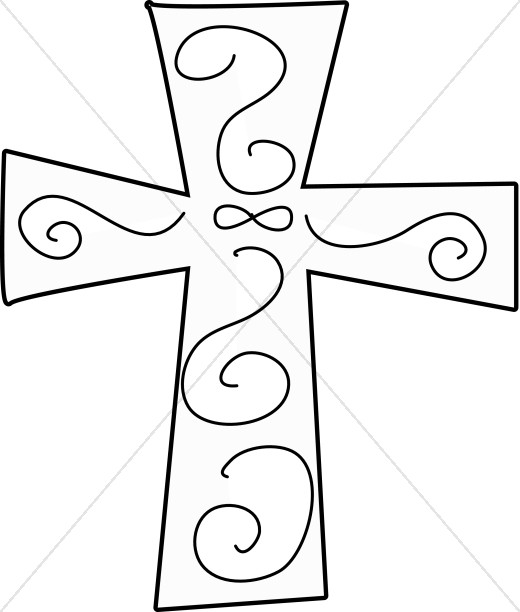 520x612 Black And White Swirl Cross Cross Clipart